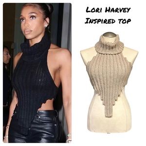 Crochet turtleneck crop top inspired by the one Lori Harvey was seen wearing!